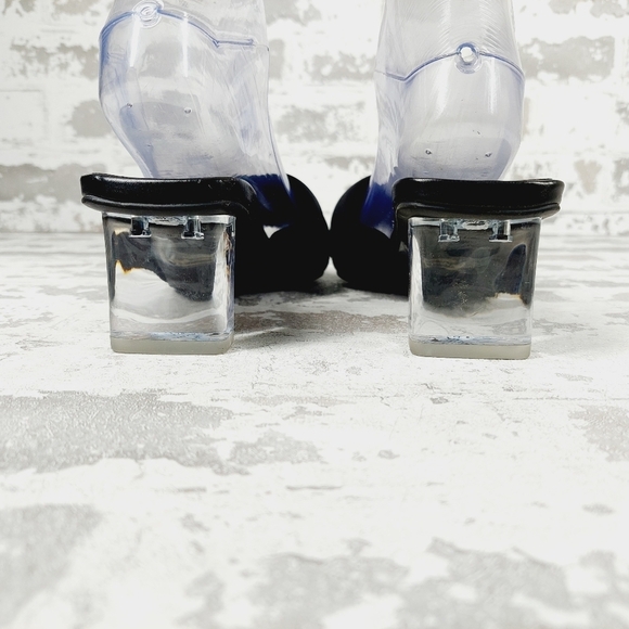 New Open Edit Cleo Black Square Toe Heeled Slide Sandals T314 - Picture 6 of 13